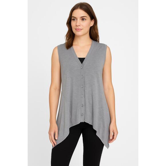 Neiman Marcus Tops - Neiman Marcus Vest Womens Med Grey Cardigan Button Sharkbite Lightweight Modern